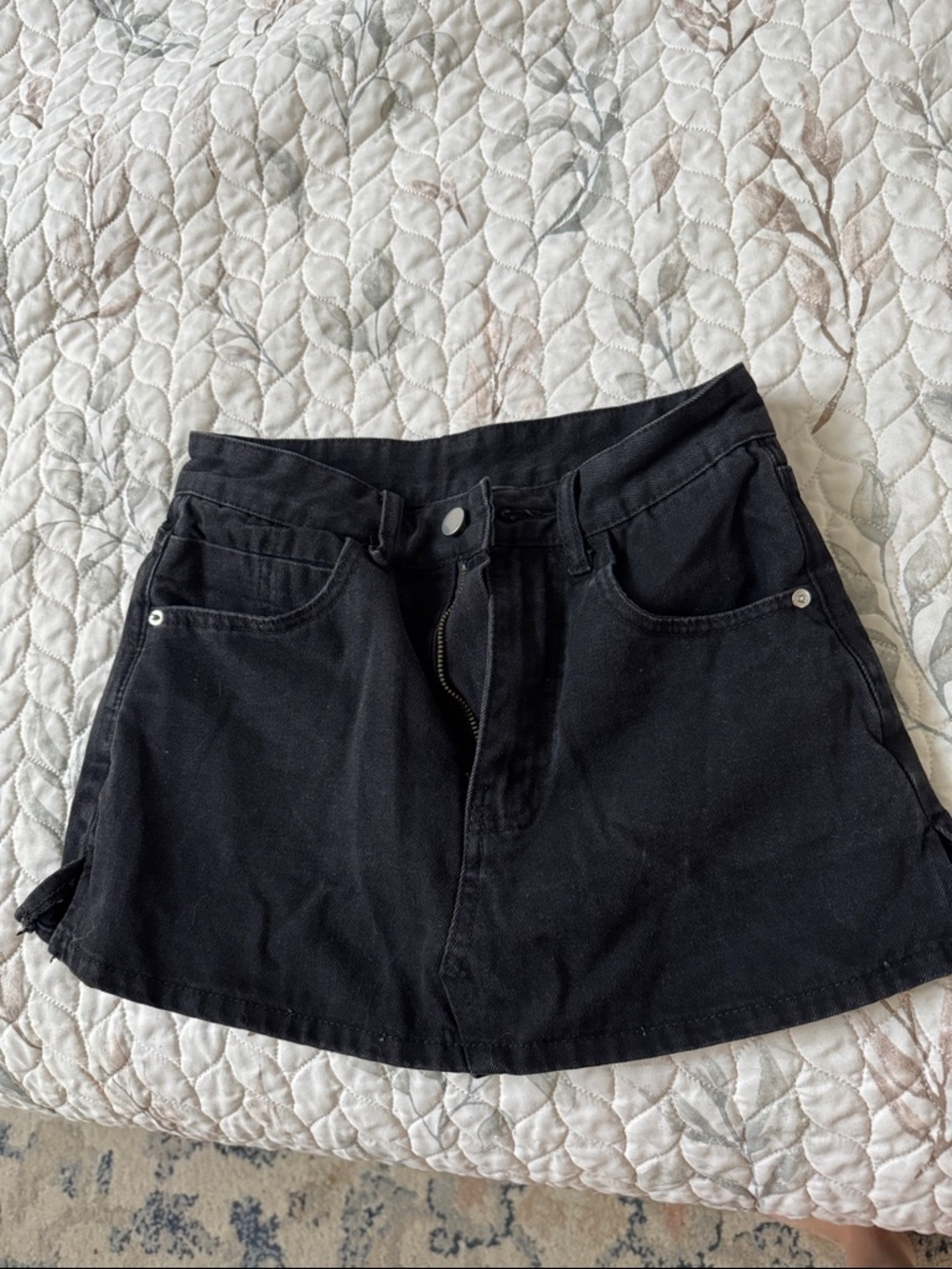 Black Denim Mini Skirt
